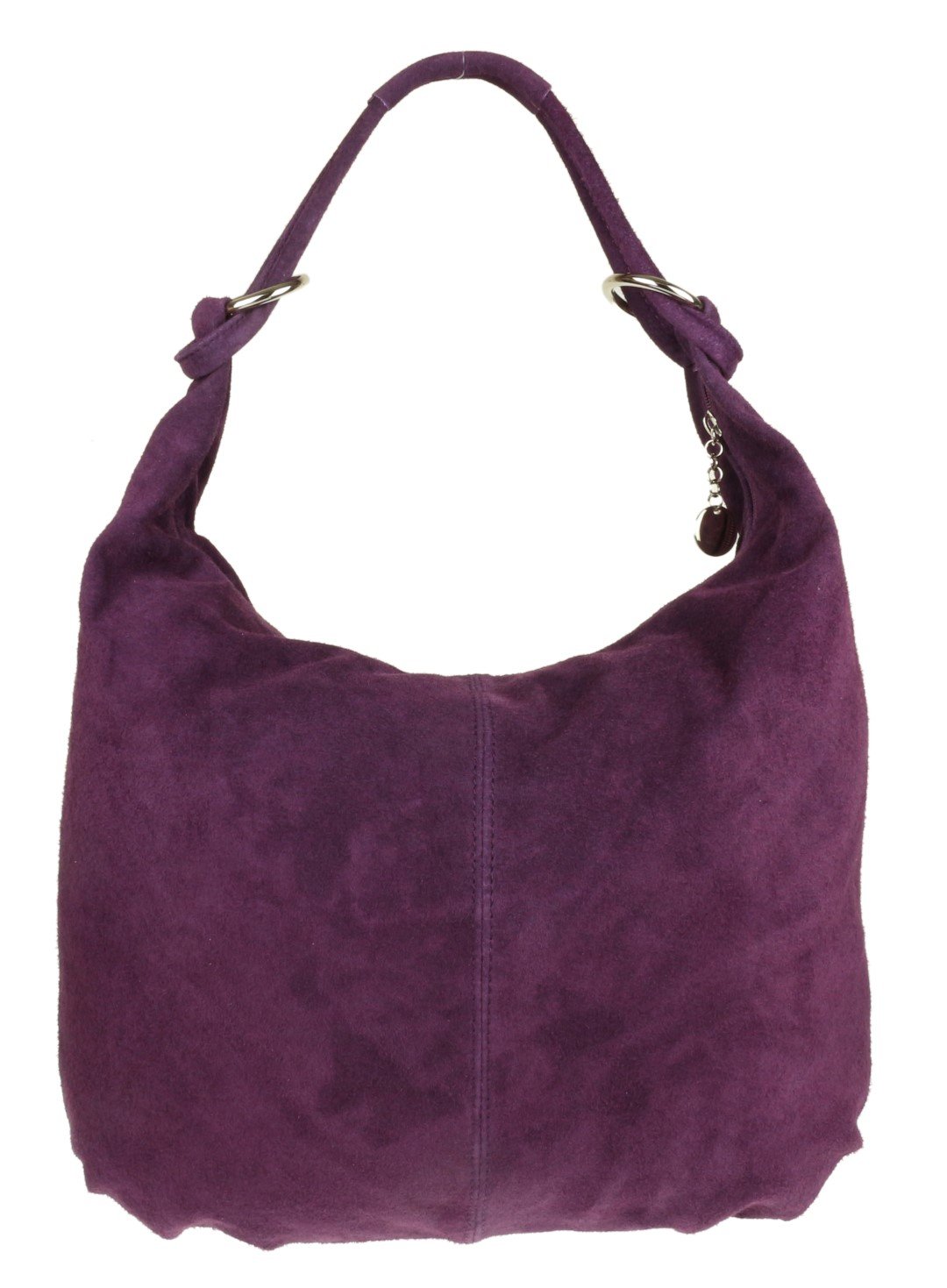 Girly HandBags Hobo Italian Suede Leather Shoulder Bag (Dark Purple)(Size: W 44, H 34 cm (W 17, H 13.5 inches)-variable depth)