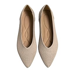 TINGRISE Women's Flats Shoes Pointed Toe Knit