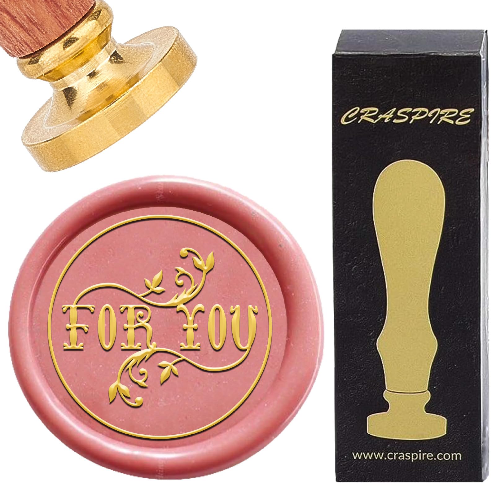 CRASPIRE For You Wax Seal Stamps Retro Sealing Wax Stamp 25mm Leaves Removable Brass Head with Rosewood Handle for DIY Scrapbooking Invitation Gift Wrap Envelopes Wine Packages