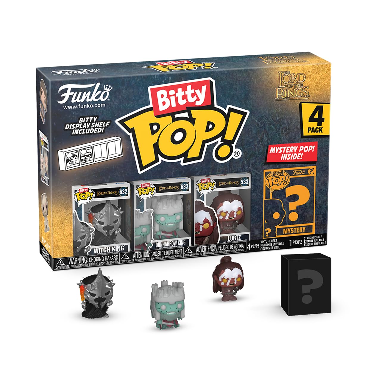 Funko Bitty Pop! Lord Of the Rings - Witch King 4PK​ and A Surprise Mystery Mini Figure - 0.9 Inch (2.2 Cm) - Lord Of the Rings Collectable - Stackable Display Shelf Included - Gift Idea