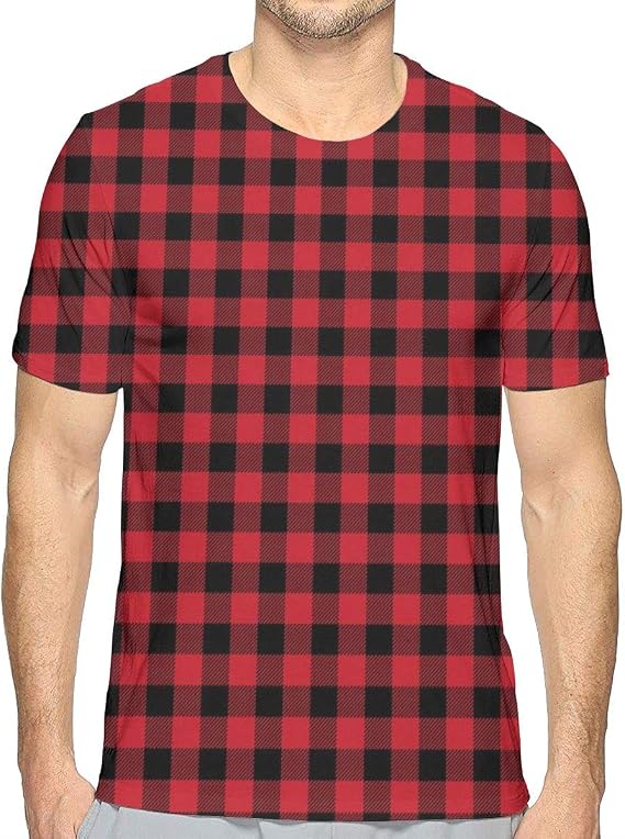 Amazon Co Jp Tシャツ メンズ 素朴な赤黒バッファローチェック柄柄 半袖 カジュアル ゆったり 吸汗 柔らかい 五分袖 春 夏 ファッション