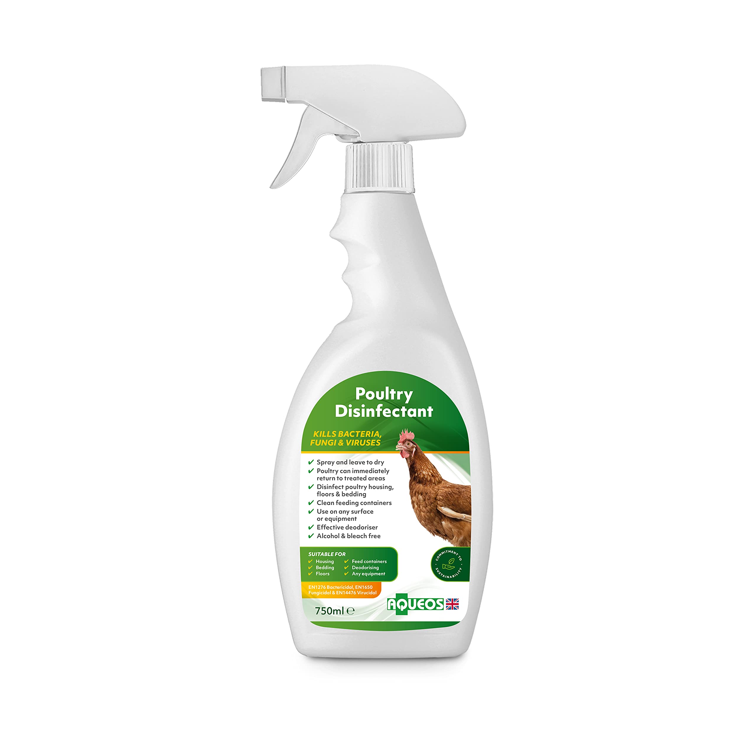 Aqueos Anti-Bacterial, Anti-Viral, Anti-Fungal Poultry Disinfectant |Housing | Equipment | 750 ml