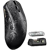 ATTACK SHARK R11 Ultra 8K Carbon Fiber Wireless Gaming Mouse-Black Ink | 42000 DPI-PAW3950 MAX Sensor-49g Lightweight,Nordic 52840 MCU Chip,Wired/BT/2.4Ghz Programmable,RGB Coiled Cable for PC Mac