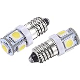 MECCANIXITY E10 Screw Base LED Bulbs 5-5050 DC 12V 1W Mini Lights Interior Lamps, White Pack of 4