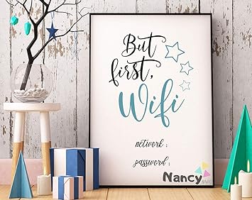 Enjoyyya But First Wifi Print Guest Room Wall Art Home Wifi