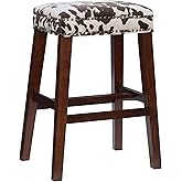 Linon Harlow Brown Cow Print 30 Inch Seat Height Backless Barstool