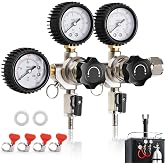 Dual Output CO2 Regulator for Kegerator, CGA-320 Draft Beer Keg Regulator | Dual Kegerator CO2 Regulator Gauge 0-60psi CO2 Beer Pressure Regulator 0-3000psi CO2 Tank Regulator Fit ID 5/16" Gas Line