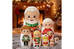Personalized Portrait Nesting Dolls – Custom Family Matryoshka Doll Set with Photo in Cartoon Style, Custom Dolls Gift for Co