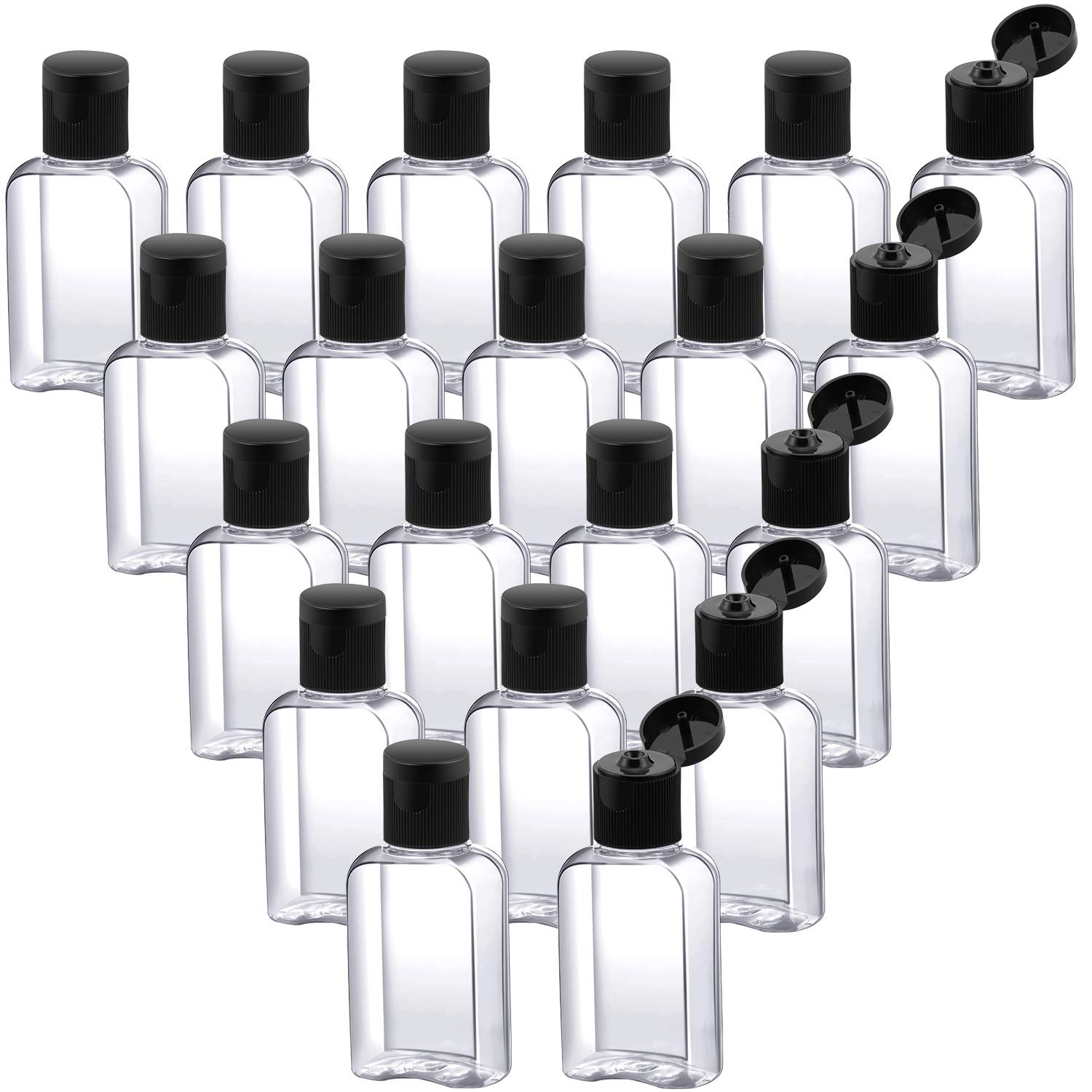 30 Pieces Portable Travel Bottle Clear Plastic Empty Bottles Refillable Reusable Bottles Containers for Travel Outdoor Camping Business Trip (Black Cap, 1 oz)