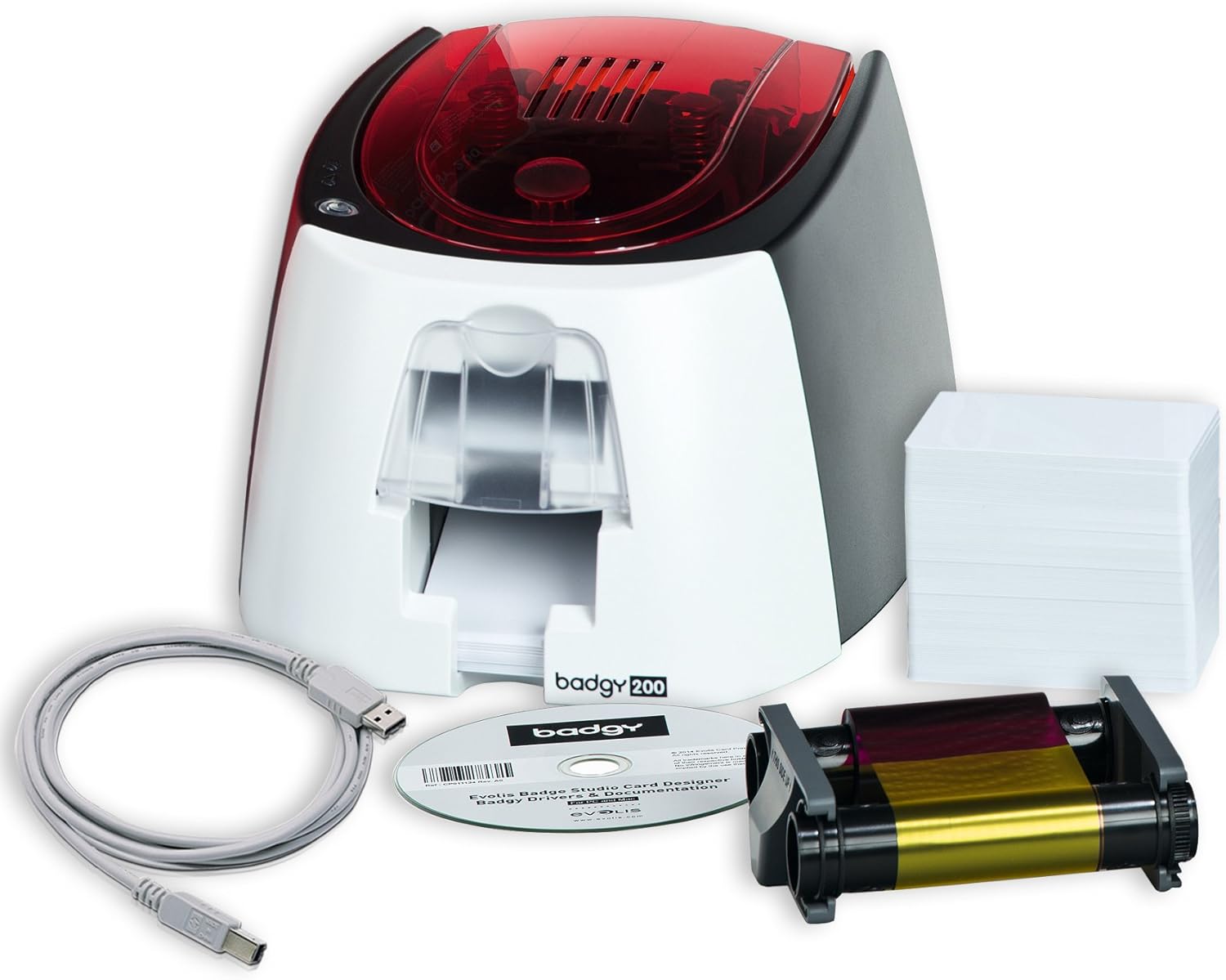 Badgy200 Plastic Card Printer with Badge Studio+ ID Design Software for