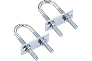 uxcell Round U-Bolts 2 Sets 0.98"(25mm) Inner Width 90mm Length Steel M8 with Nut, Plate