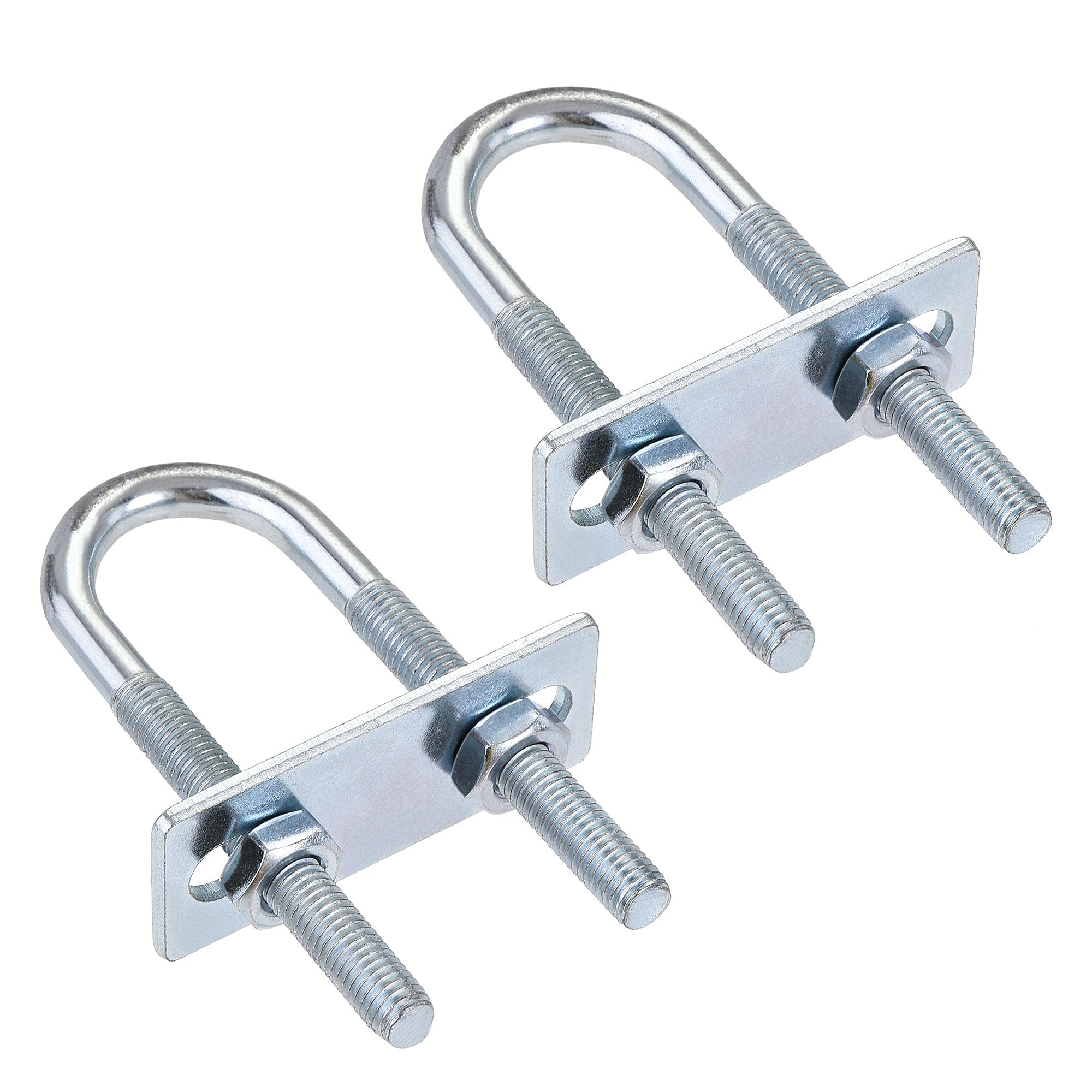 sourcing map Round U-Bolts 2 Sets 0.98"(25mm) Inner Width 90mm Length Steel M8 with Nut, Plate