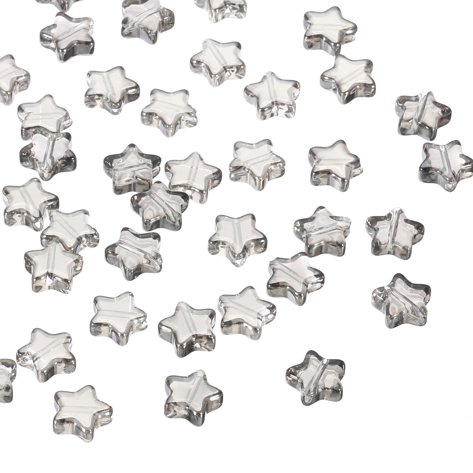 PATIKIL 8mm Crystal Star Beads, 100 Pcs Glass Spacers Bead Star Shaped Charm Pendants for Jewelry Making Bracelet Necklace DIY, Transparent Gray