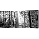 SkenoArt Black and White Tree Canvas Wall Art Forest in Foggy Pictures Landscape Wall Decor Artwork for Living Room Office Decoration Ready to Hang 12x16inchx3pcs