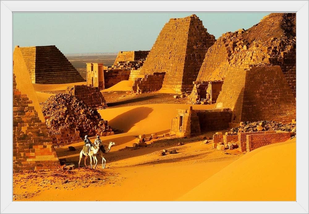 CANVAS ON DEMAND Africa, Sudan, Pyramids of Meroe White Framed Art Print, 39