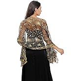 Baoqiya Women's Sparkling Sequin Deco Wedding Scarf for Bride 1920s Shawls and Wraps for Evening Party Dress