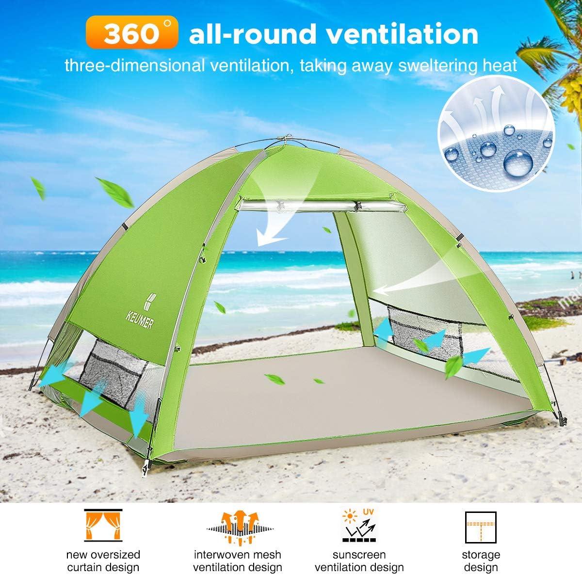 SGODDE Large Pop Up Beach Tents Sun Shelter for 45 Persons 2020 New