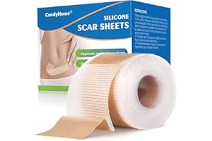 CANDYHOME Silicone Scar Sheets, Medical Grade Silicone Scar Tape, Reusable Removal Improve Strips for Surgical C-Section, Keloid, Tummy Tuck, Burn, Acne, Surgery (1.6"x 60")