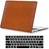 DTangLsm for Crocodile MacBook Pro 13 inch Case 2026 2025-2016 M2 M1 A2338 A2289 A2251 A2159 A1989 A1706 A1708, Alligator Skin Snakeskin PU Leather Hard Shell Cover for Mac Pro 13+Keyboard Skin, Brown