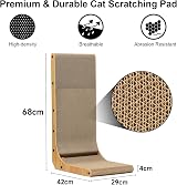 FUKUMARU Cat Scratcher 68 cm L Shape Wall Mounted Cardboard Pad with Ball Toy view 3