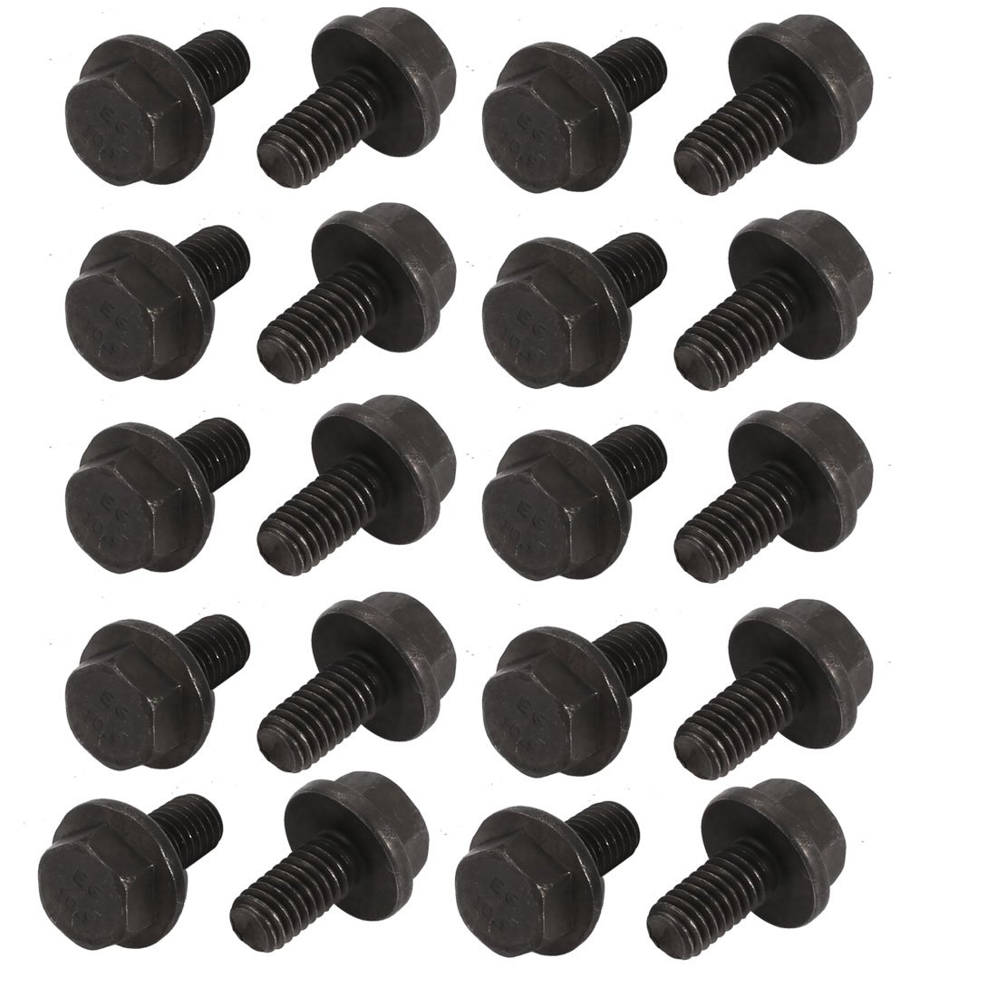 Sourcingmap 20pcs M6x12mm Fully Thread Carbon Steel Hex Non-Serrated Flange Bolts Screws