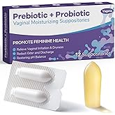 Vaginal Probiotic Suppositories, Prebiotic Infused with Hyaluronic Acid, Tea Tree, and Vitamin C&E, pH Balance Support Formula Fights Dryness, Odor and Discomfort, Restore Feminine Health(12 Counts)