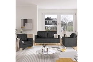 AODAILIHB Sofa Sets for Living Room 3 Piece, 1 Loveseat +2 Accent Chairs, Living Room Furniture Sets for Small Rooms, Sectional Sofa Couch for Office (3, Grey)