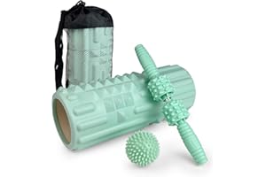 Zmarthumb 4 in 1 Foam Roller Set, Trigger Point Back Roller, Muscle Roller Stick, Massage Ball, Carrying Bag, Massage Roller for Deep Tissue Massage(Green)