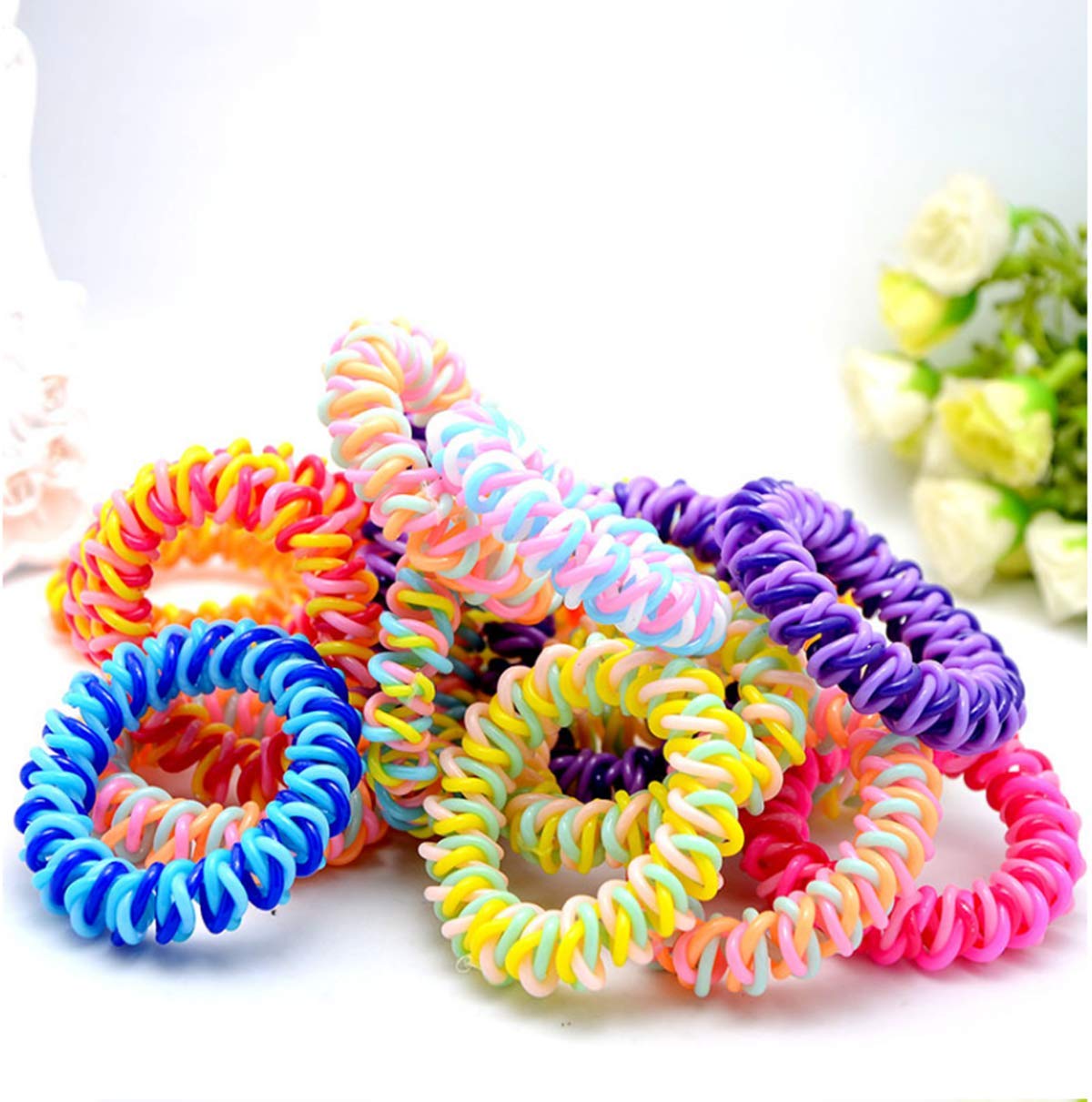 Buy 20pcs Spiral Hair Ties Plastic Elastics Hair Ties No Crease