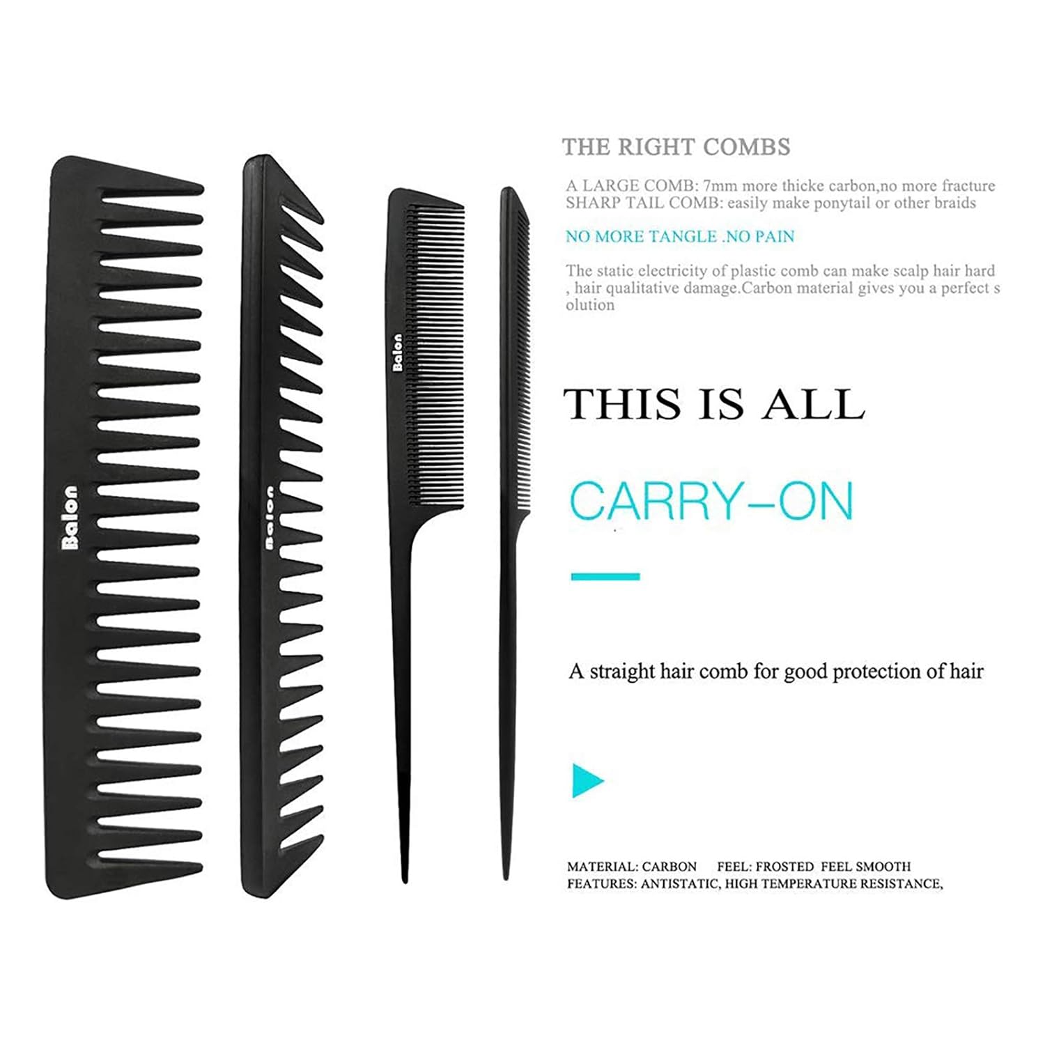 4Pcs Paddle Hair Brush, Detangling Brush and Hair Comb Set for Men and Women, Great On Wet or Dry Hair, No More Tangle Hairbrush for Long Thick Thin Curly Natural Hair（Black） : Beauty