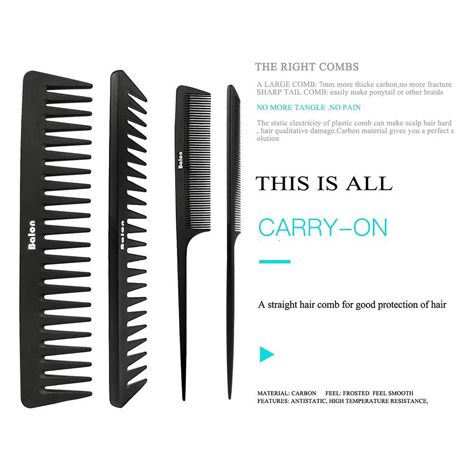 Balon Hair Brush for Women and Men, 4Pcs Paddle Brush Detangling Brush Hair Comb Set for Long Thick Thin Curly Hair, Hairbrush Great On Wet or Dry, No More Tangle