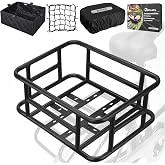 RAYMACE Rear Rack Bike Basket with Cargo Net and Liner | Large Bicycle Basket Perfect Mount for Electric Bike