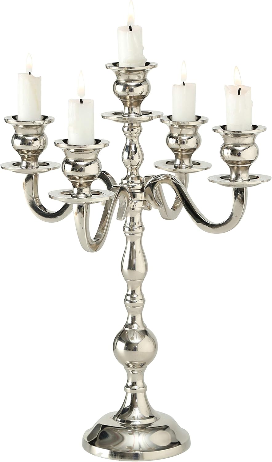 Hamptons Five Arm Silver Candelabra, Hand Crafted of Silver Aluminum Nickel, Over 1 Ft Tall (13.75 Inches ) from The Hotel Resort Collection: Kitchen & Dining