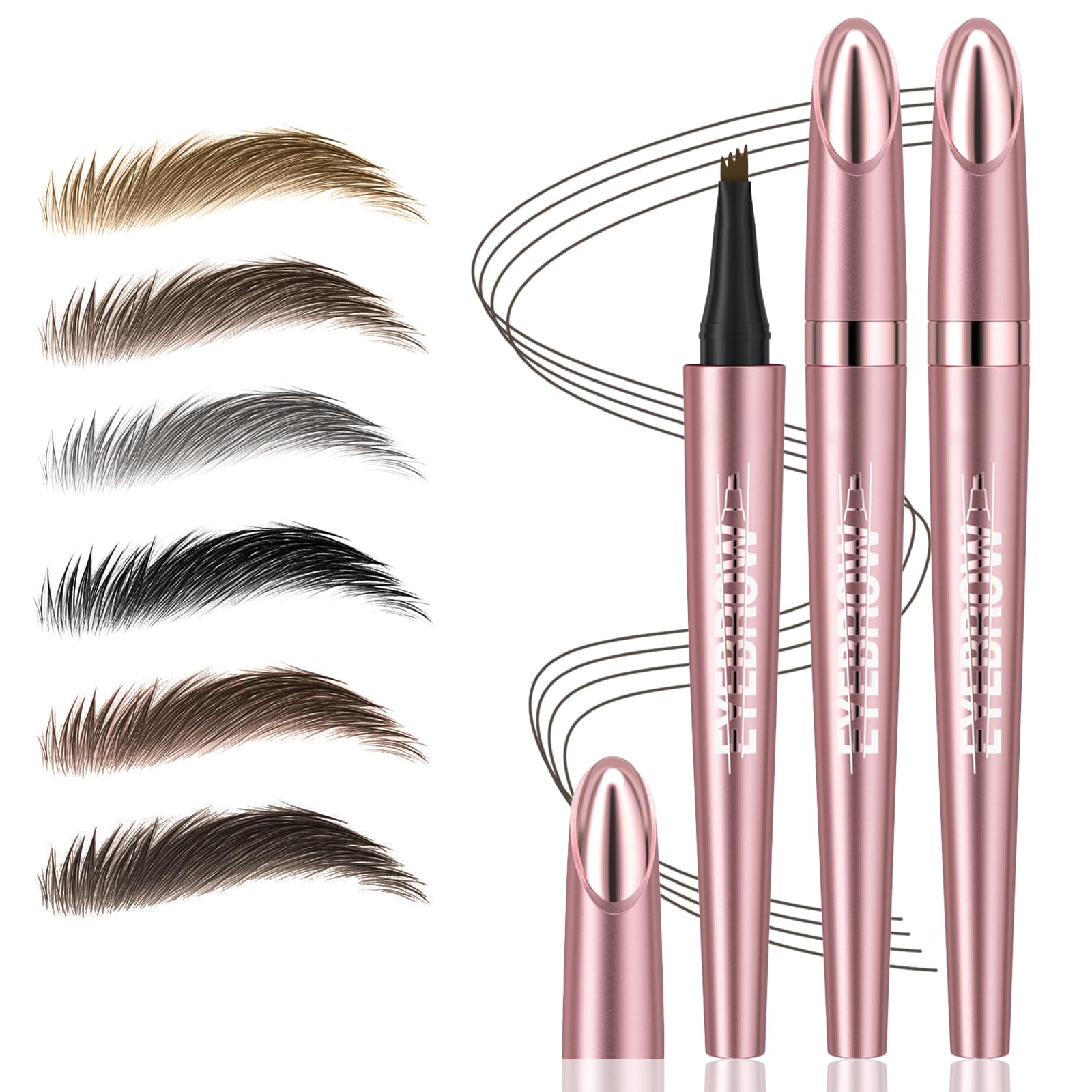 Photo 1 of 2Pcs Microblading Eyebrow Pen, Long-Lasting Waterproof Eyebrow Pencil with 4-Fork-Tip for 3D Realistic Brow, Easily Create Natural Hair-Like Brow Last All-Day, Eye Brow Pencils for Women -Black Brown