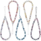 BEEFLYING 5 Pcs Crystal Beaded Cell Phone Lanyard Charm Straps Bling Glass Beads Hand Wrist Lanyard Chain Women's Wristlet (Mixed Colors)