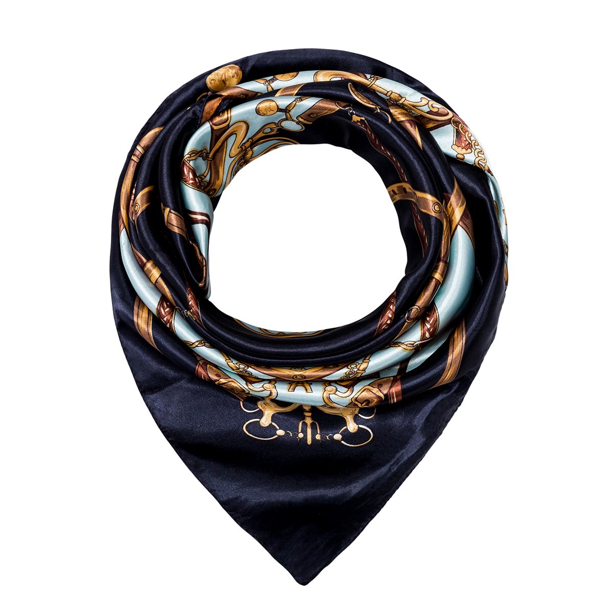 Flowomen Women\'s Silk Scarf colorful Square Large Neckerchief Daily Luxury Fashion Wrap (Black2)