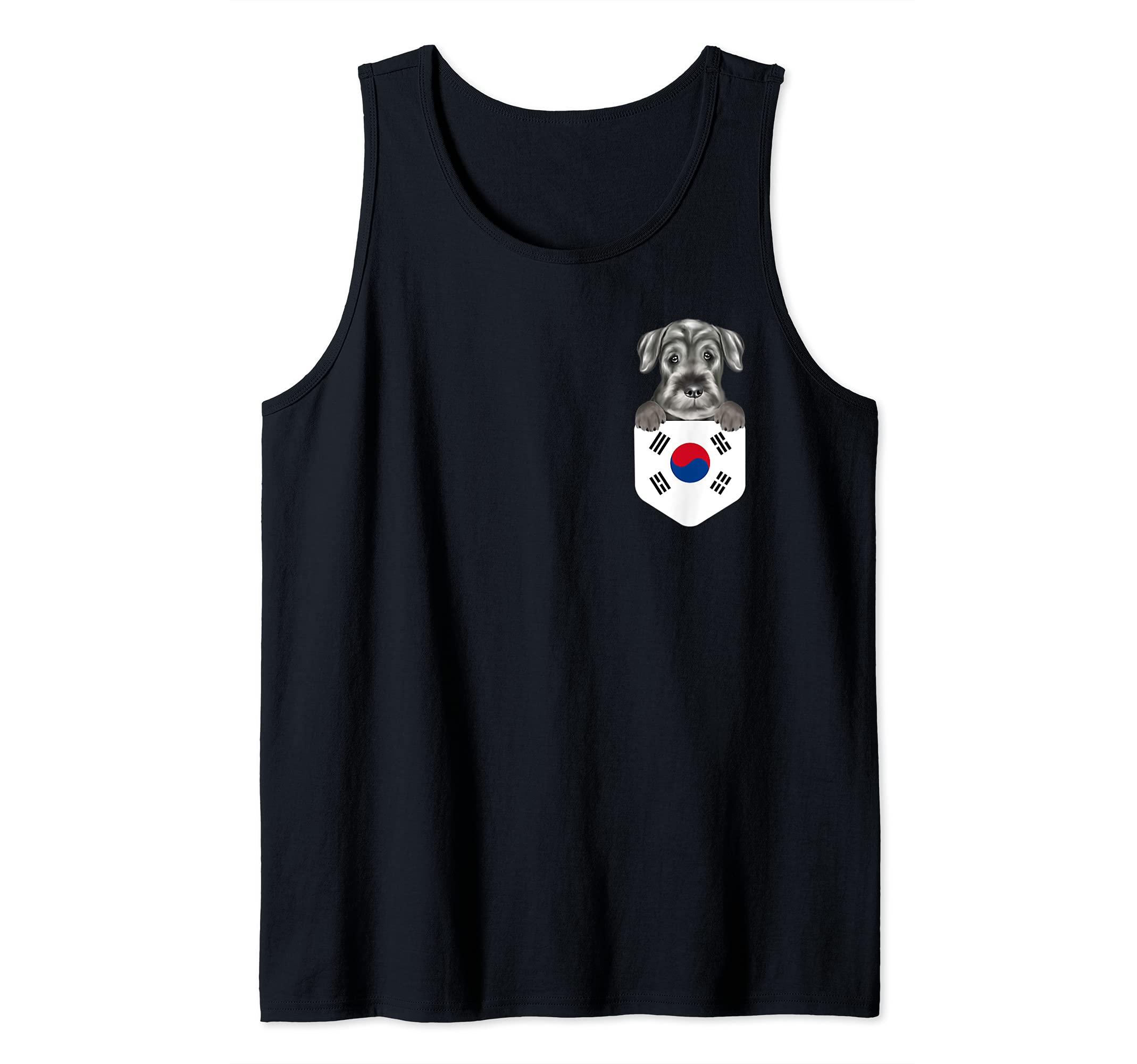 South Korea Flag Standard Schnauzer Dog In Pocket Tank Top