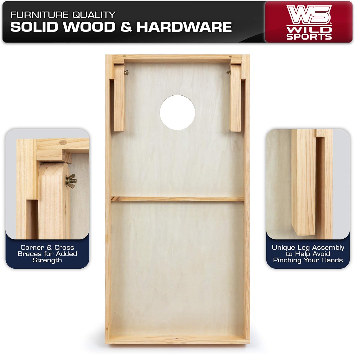 Wild Sports NCAA Cornhole Outdoor Game Set, Hardwood Design, 2' x 4' Foot - Tournament Series, XLS1C-ND-4 : Sports & Outdoors