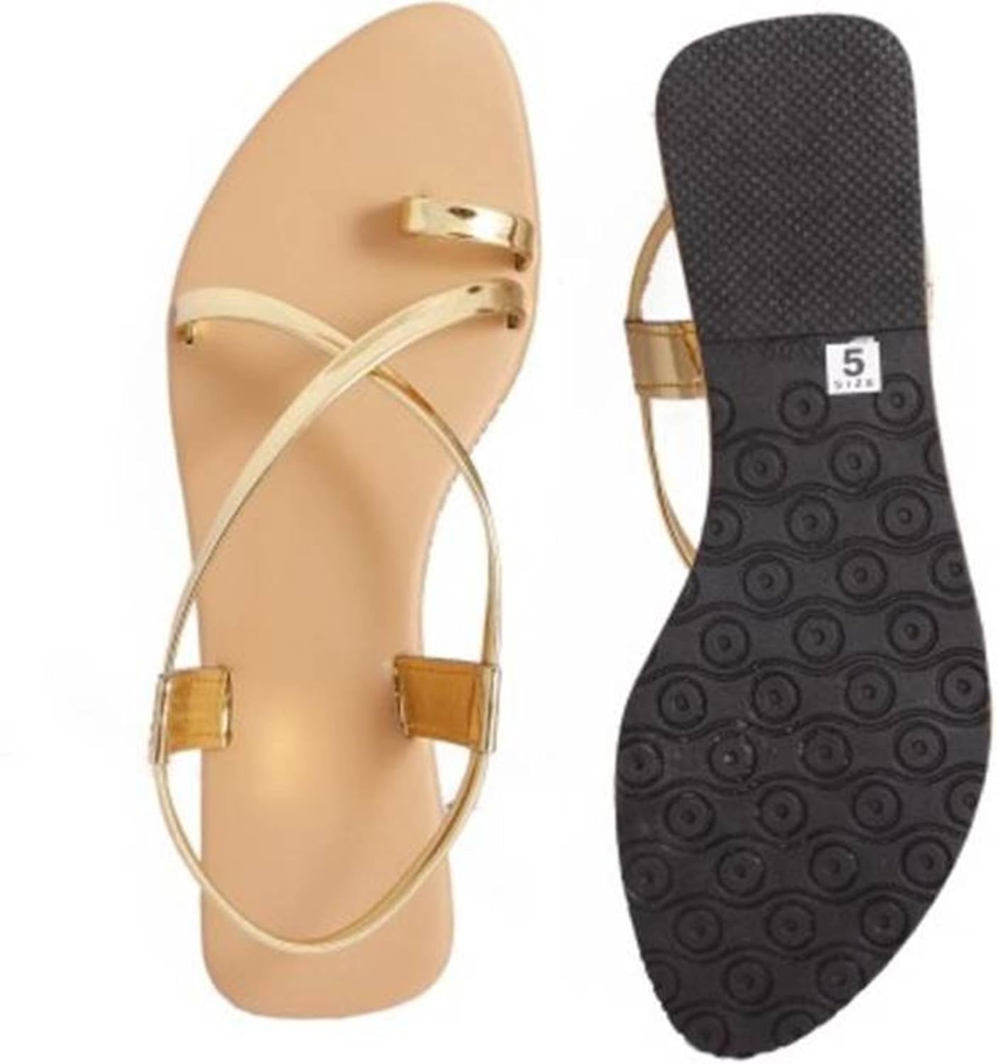 red choice collection women's & girls golden strap flat sandal