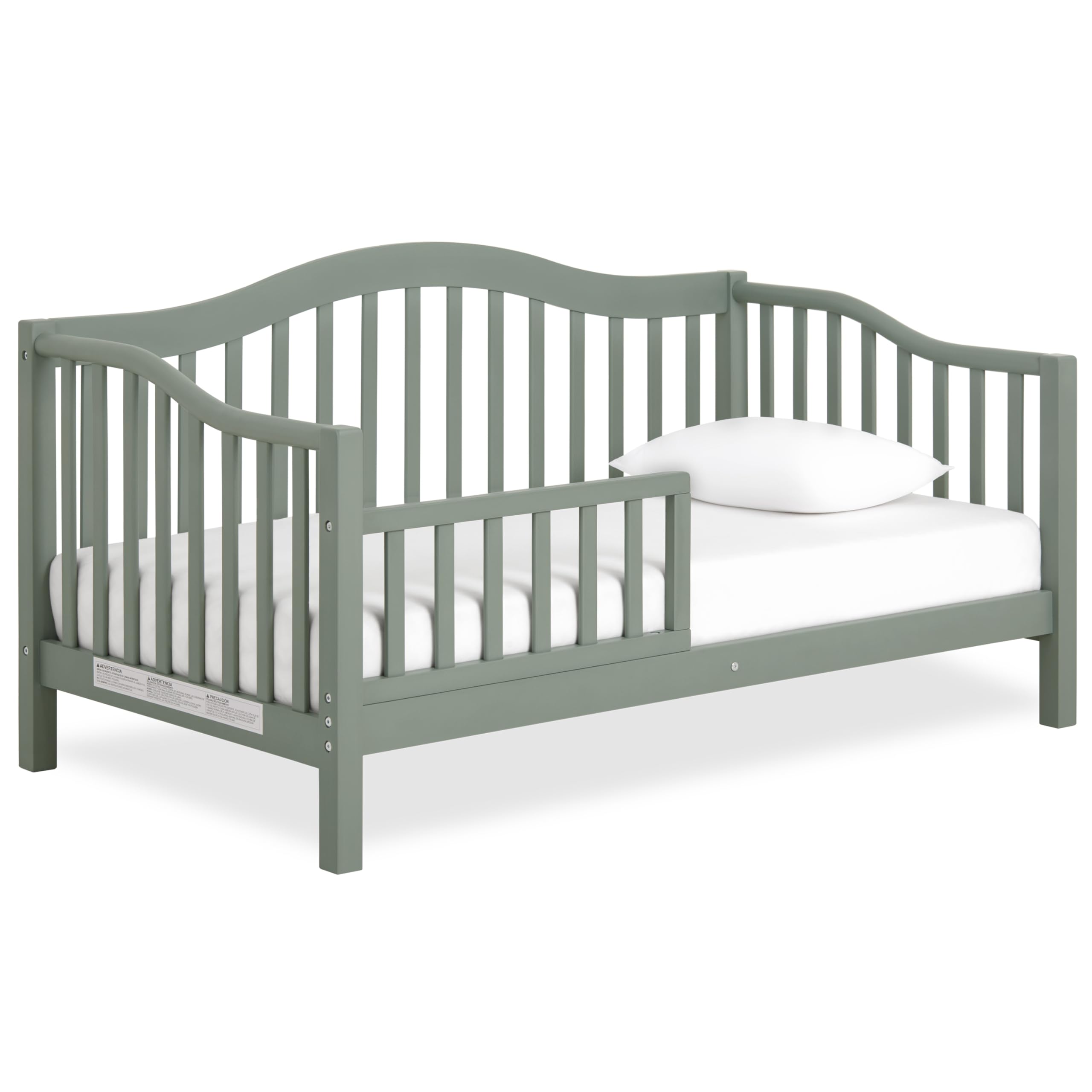 Dream On Me Austin Toddler Day Bed with Rails in Meadow Green, Low to Floor Toddler Day Bed, Greenguard Gold & Baby Safety Alliance Certified, Non-Toxic Finishes, Side Safety Guard Rail Image