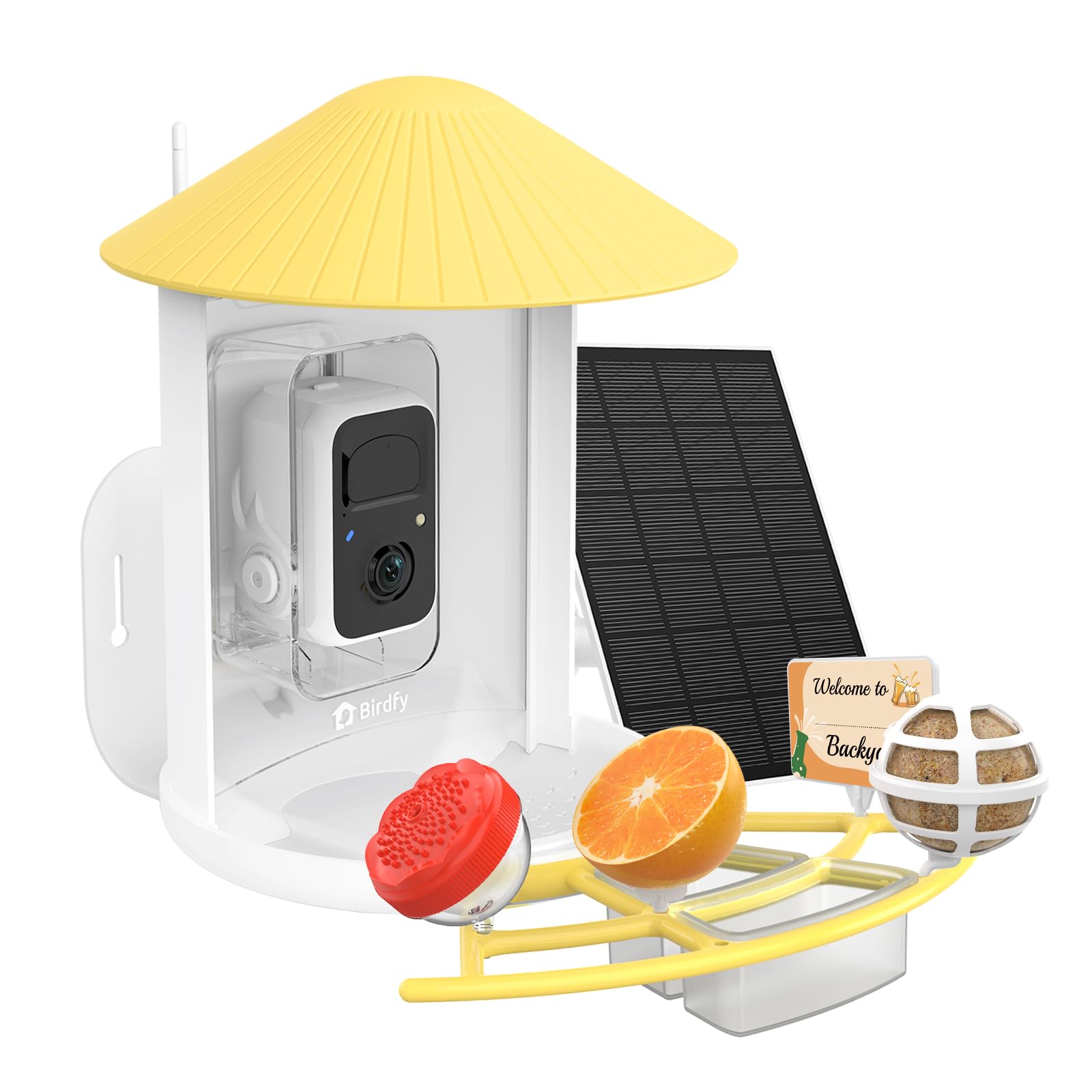 Photo 1 of NETVUE by Birdfy Pro Bird Feeder with Camera, Wider Perch DIY Add-ons, Hummingbird Feeder, Suet Ball, Jelly Feeder, Auto Capture Bird Videos & Motion Detection, Ideal Gift for Family (Yellow Pro)