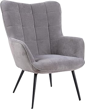 HOMEXPERTS Sessel ULLA / Relaxsessel mit grauem Cordstoff / Füße aus