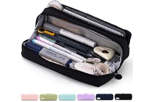CICIMELON Large Capacity Pencil Case Pouch with Zipper Spacious Opening Pen Bag School Office Storage for Students Girls Boys Adults, Black