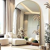 KOMCOTE Full Length Floor Mirror, 91x46 Inch Oversized Arched Standing Mirror in Gold for Bedroom, Living Room, Dressing Room