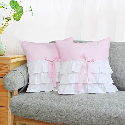 Amazon Com Soffta Ruffle Throw Pillow Covers 26 X 26 Inch Pack Of