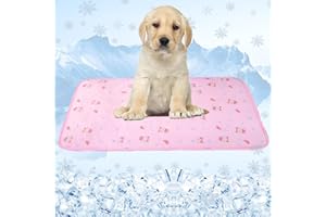 SEIS Dog Ice Pad Ice Silk Cats Kennel Mat Pet Cooling Pad Summer Cool Bamboo Mat Breathable Pad (Pink Cat, M