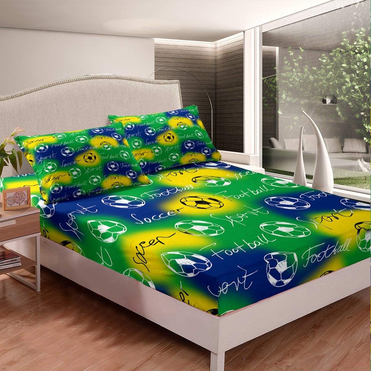Erosebridal Soccer Games Bedding Set, Boys Football Sports
