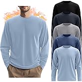 Evervibe 5 Pack Mens Big and Tall Thermal Shirts Fleece Lined Long Sleeve Loose Fit Tops Plus Size Undershirt Multipack