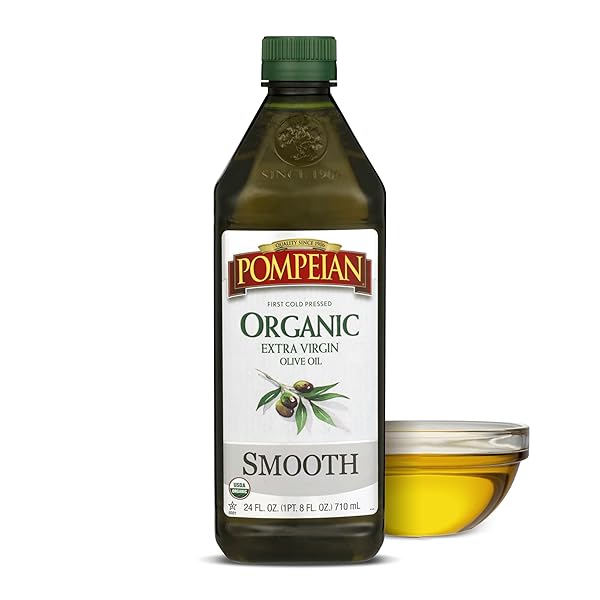 POMPEIAN USDA ORGANIC SMOOTH EXTRA VIRGIN OLIVE OIL, CONTAINS POLYPHENOLS, FIRST COLD PRESSED, 24 FL OZ