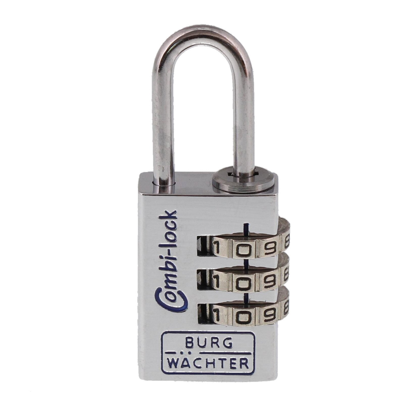 BURG-WÄCHTER Combination Lock, Shackle Strength 3.2 mm, 3 Digits, Combi 90 20 Chromo SB